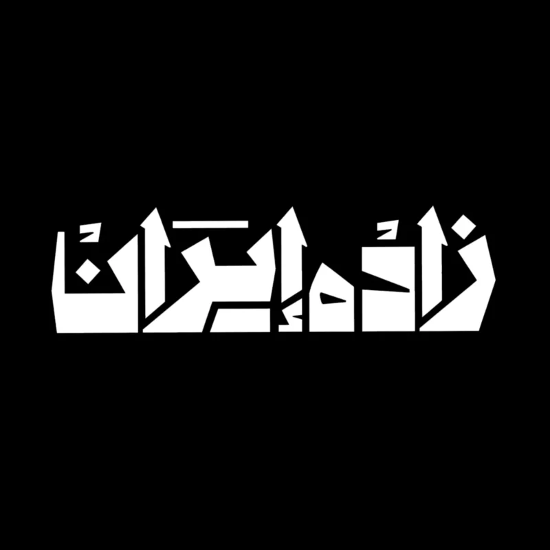 تیشرت مشکی پنبه ای با طرح سفید تایپوگرافی هندسی زاده ایران